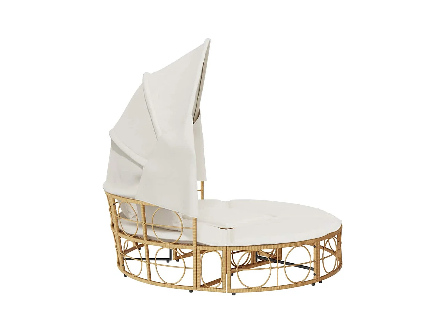 Lit de repos d'extérieur avec auvent et coussins résine tressée