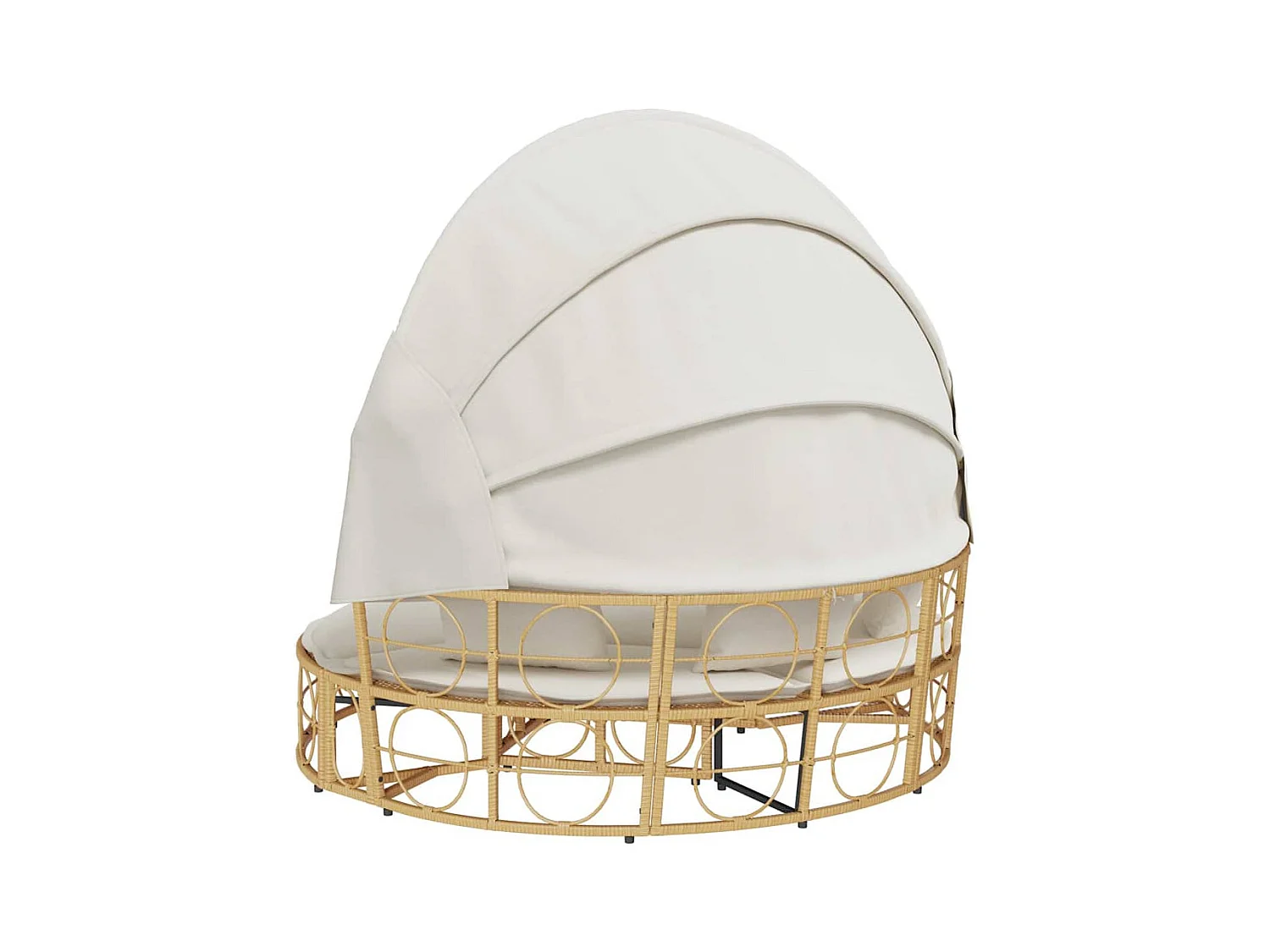 Lit de repos d'extérieur avec auvent et coussins résine tressée