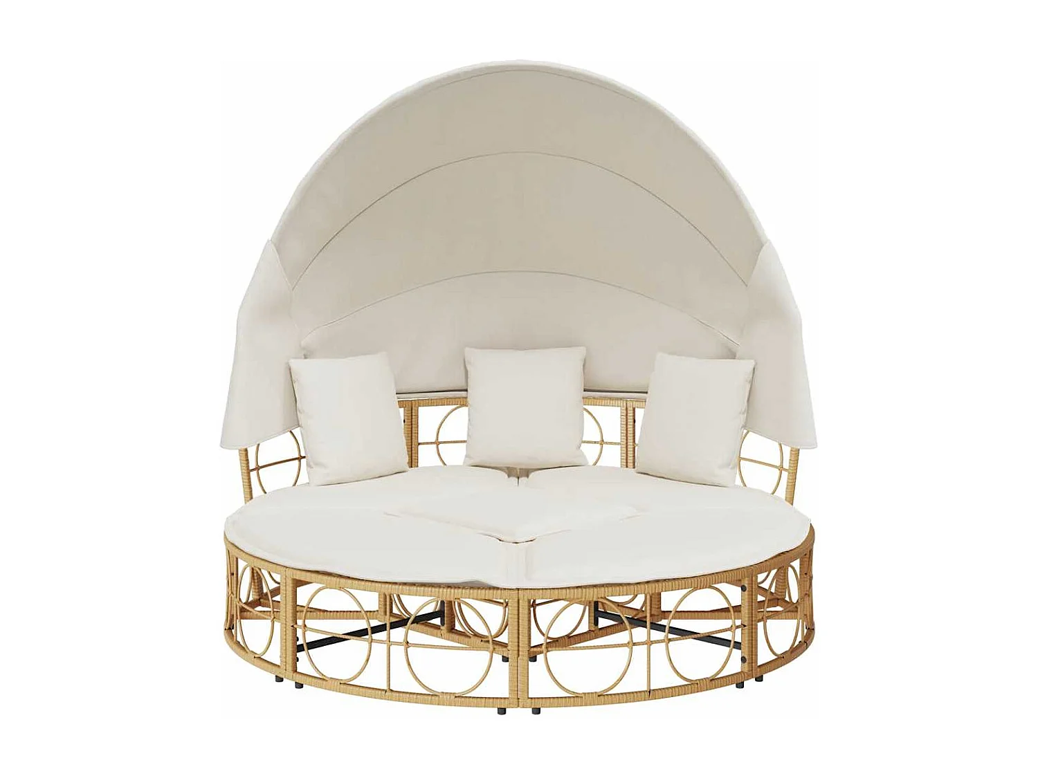 Lit de repos d'extérieur avec auvent et coussins résine tressée