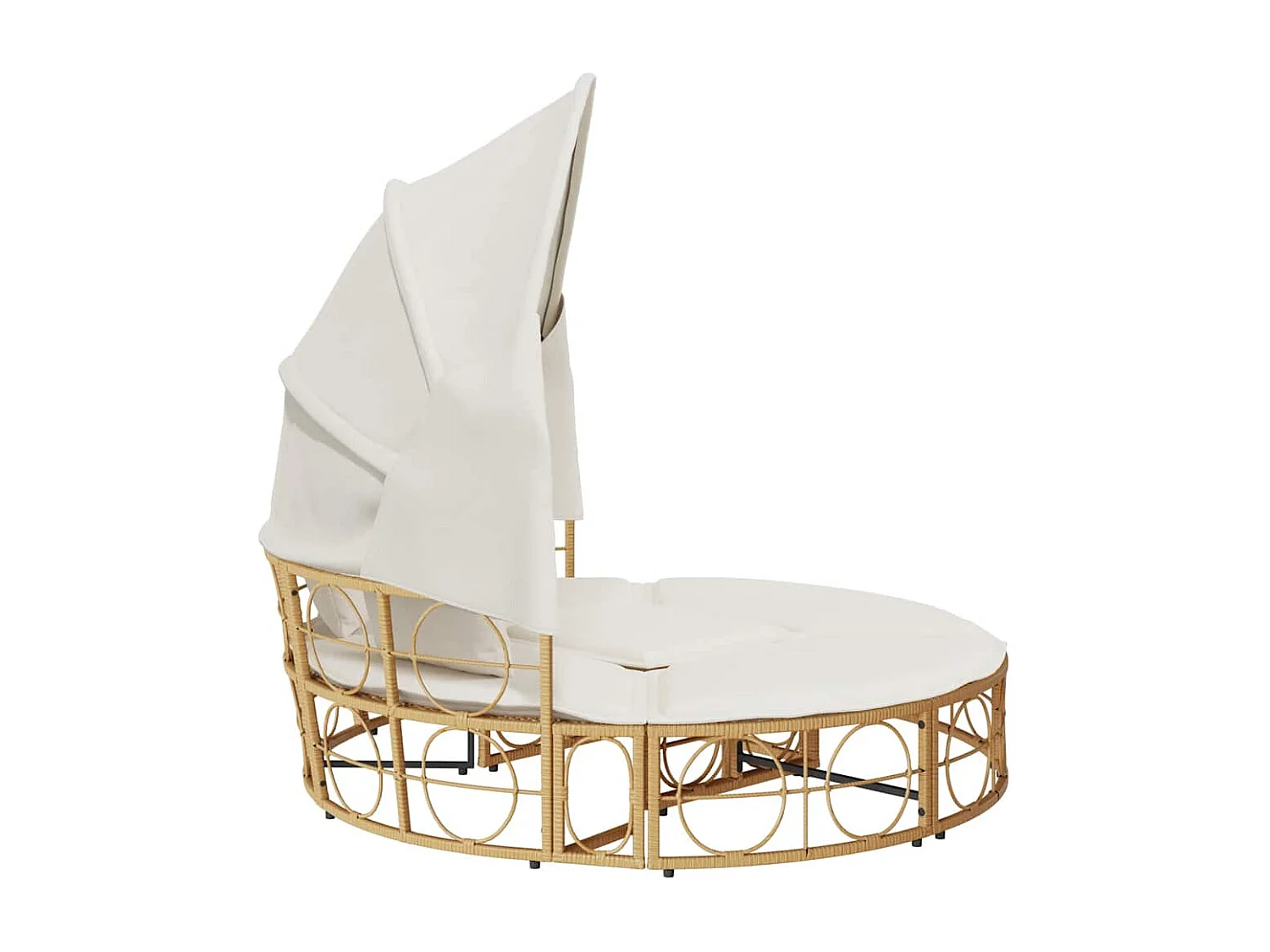 Lit de repos d'extérieur avec auvent et coussins résine tressée