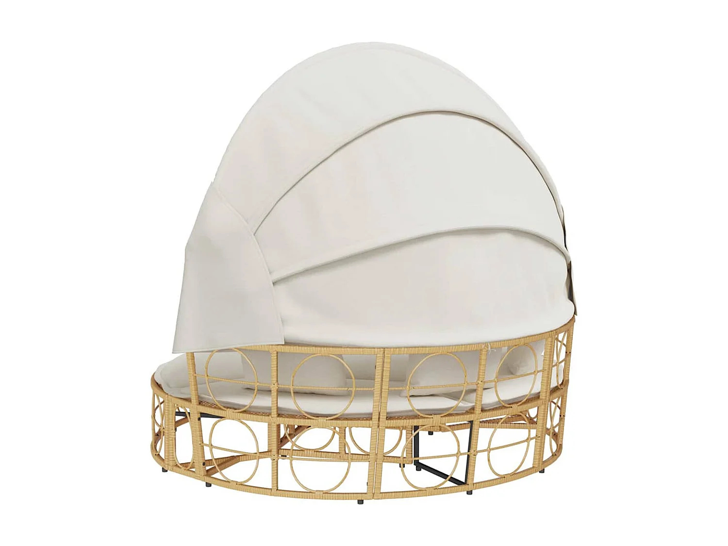 Lit de repos d'extérieur avec auvent et coussins résine tressée