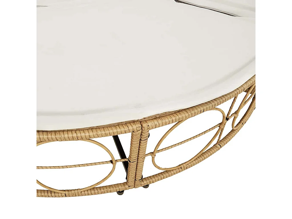 Lit de repos d'extérieur avec auvent et coussins résine tressée