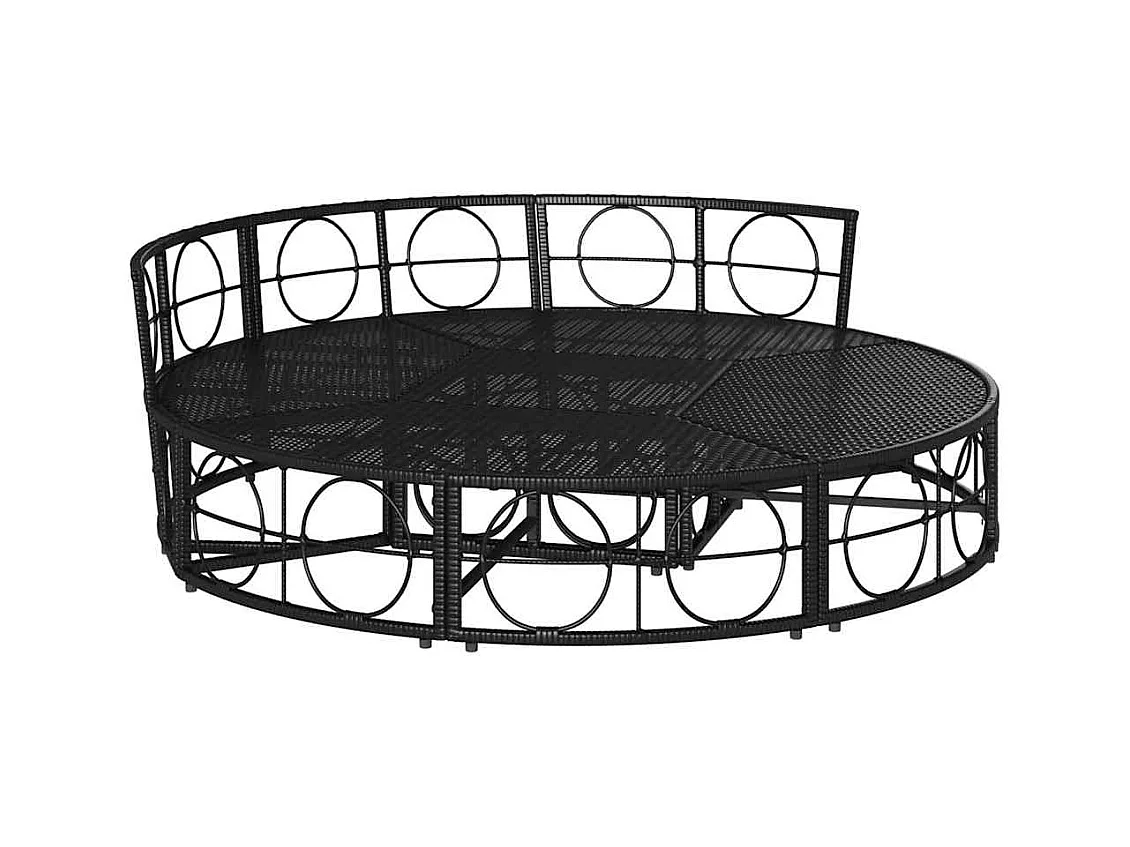 Lit de salon d'extérieur sans auvent noir résine tressée