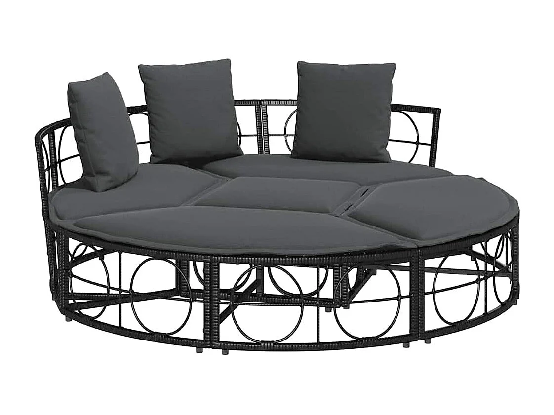 Outdoor-Loungebett ohne Dach Schwarz Poly Rattan
