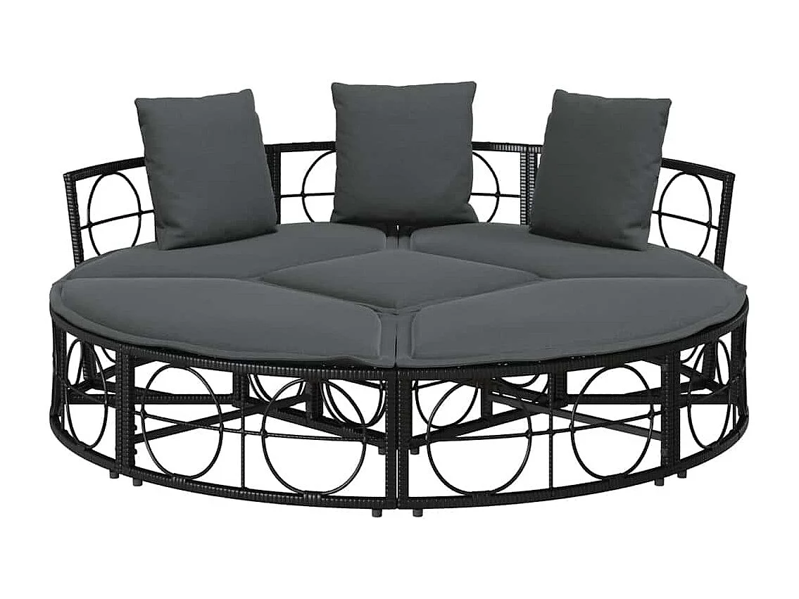 Outdoor-Loungebett ohne Dach Schwarz Poly Rattan