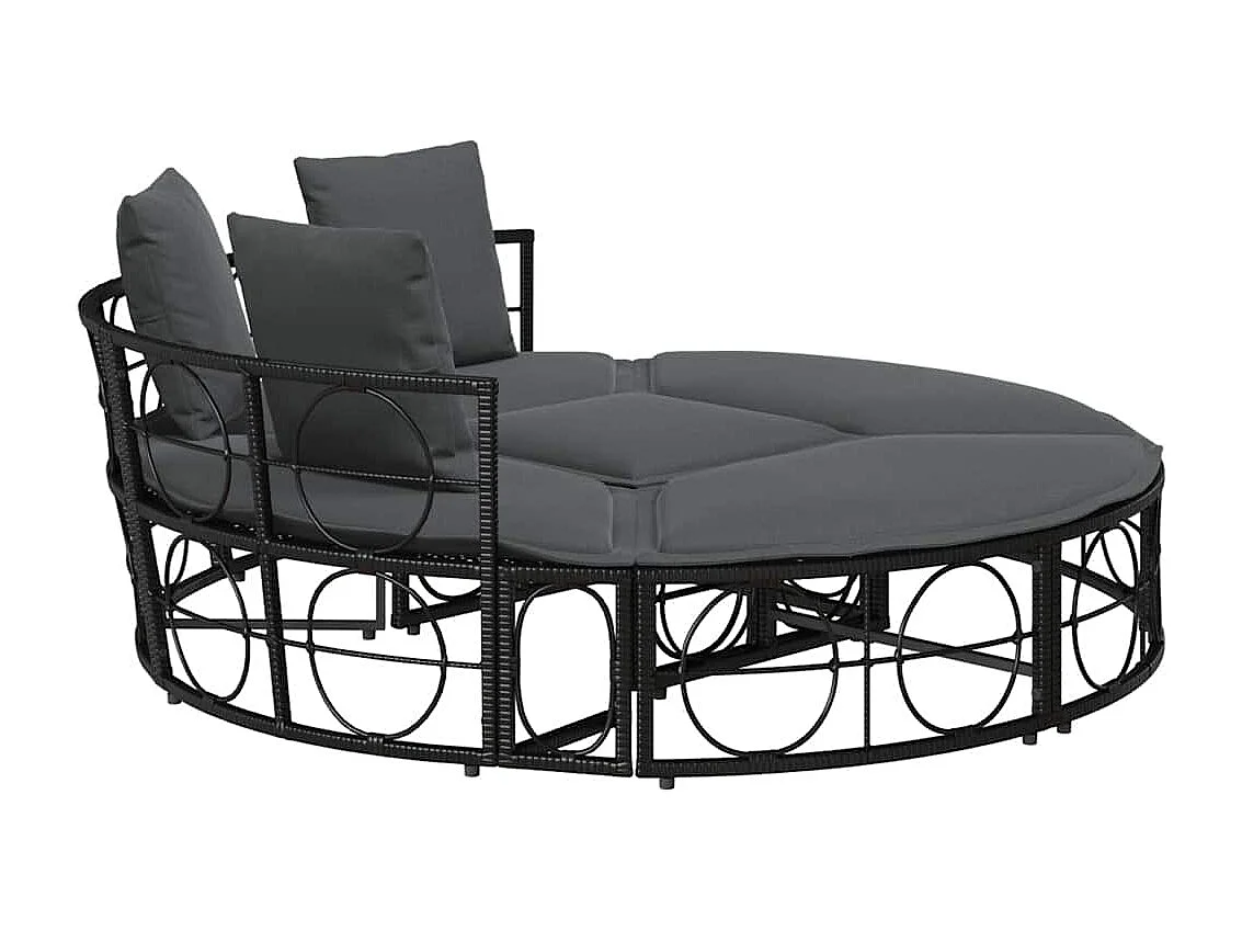 Outdoor-Loungebett ohne Dach Schwarz Poly Rattan