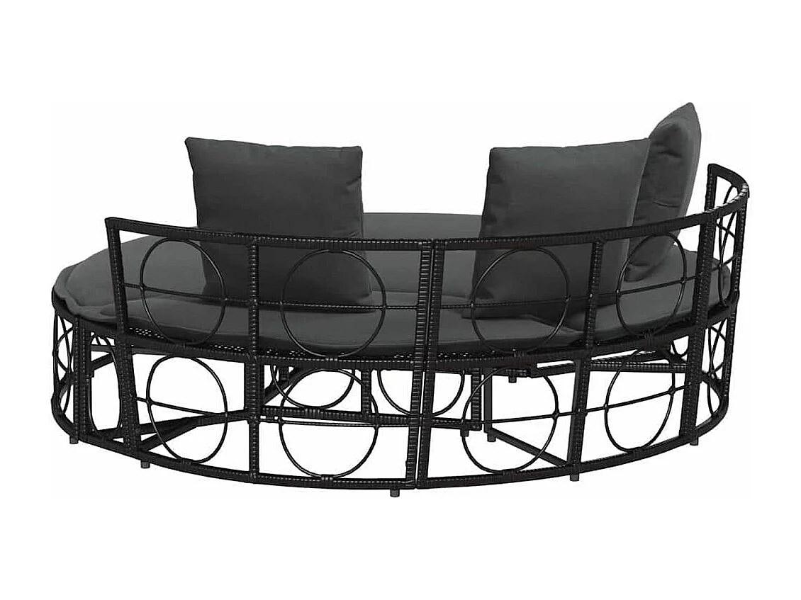 Outdoor-Loungebett ohne Dach Schwarz Poly Rattan