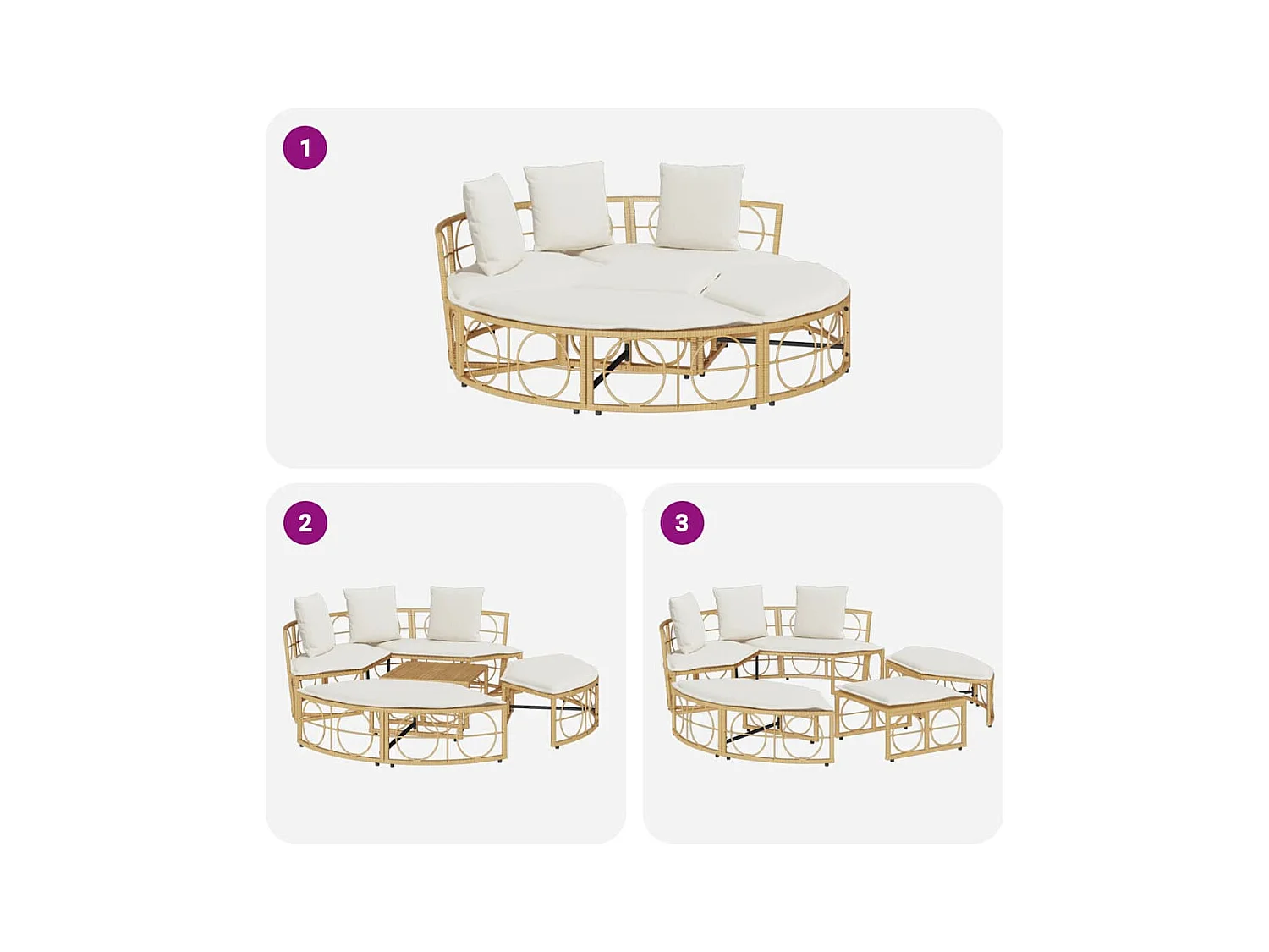 Chaise longue d'extérieur sans auvent résine tressée