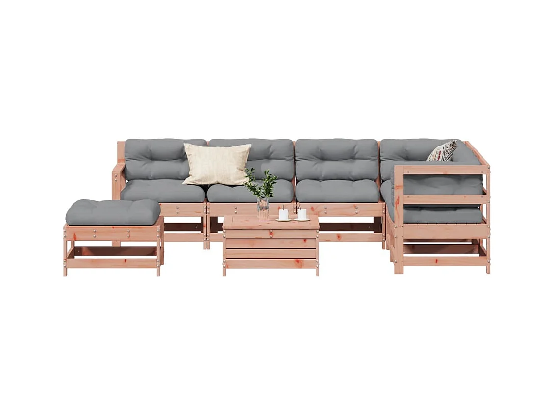 Salon de jardin 8 pcs avec coussins bois massif douglas