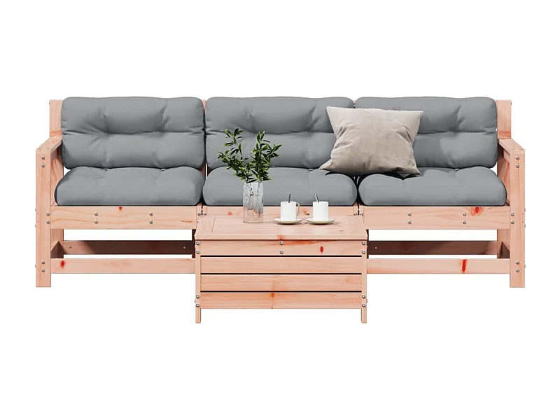 Salon de jardin 4 pcs avec coussins bois massif douglas