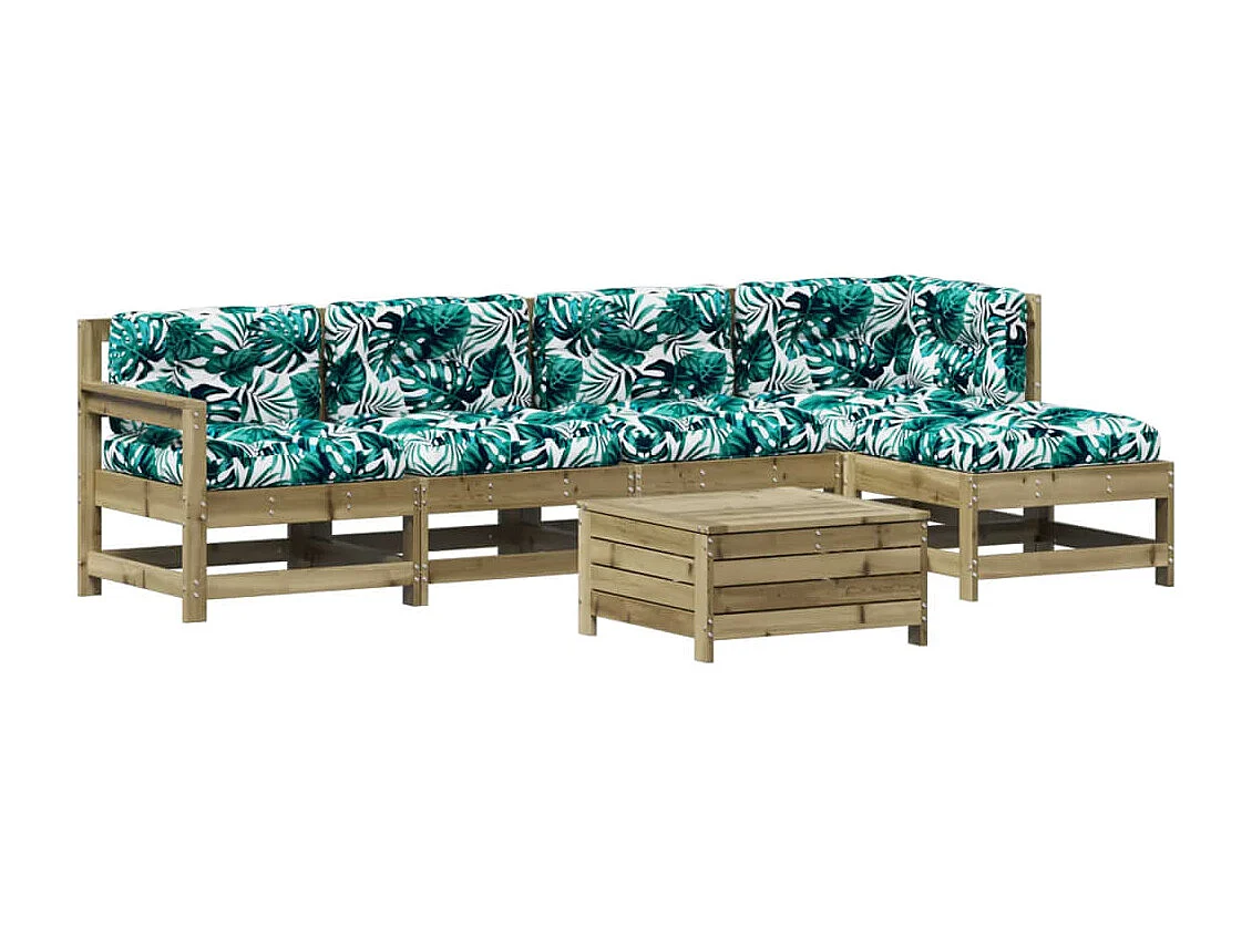 6-tlg. Garten-Lounge-Set mit Kissen Imprägniertes Kiefernholz