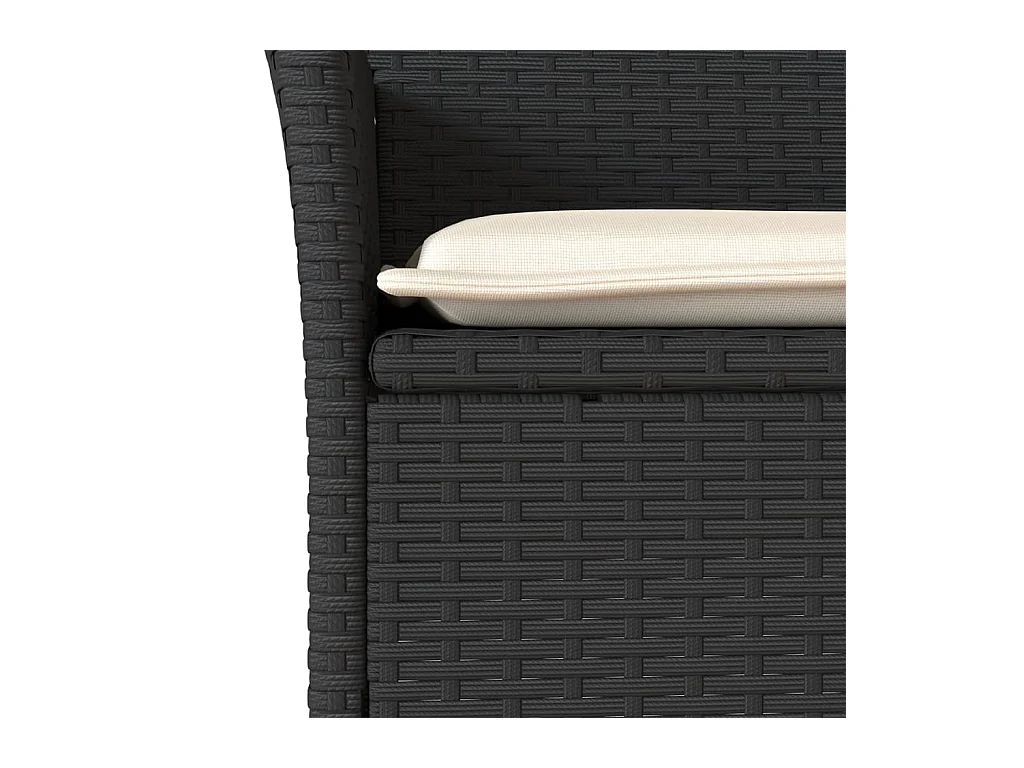 3 pcs conjunto jantar jardim c/ almofadões vime PE/acácia preto