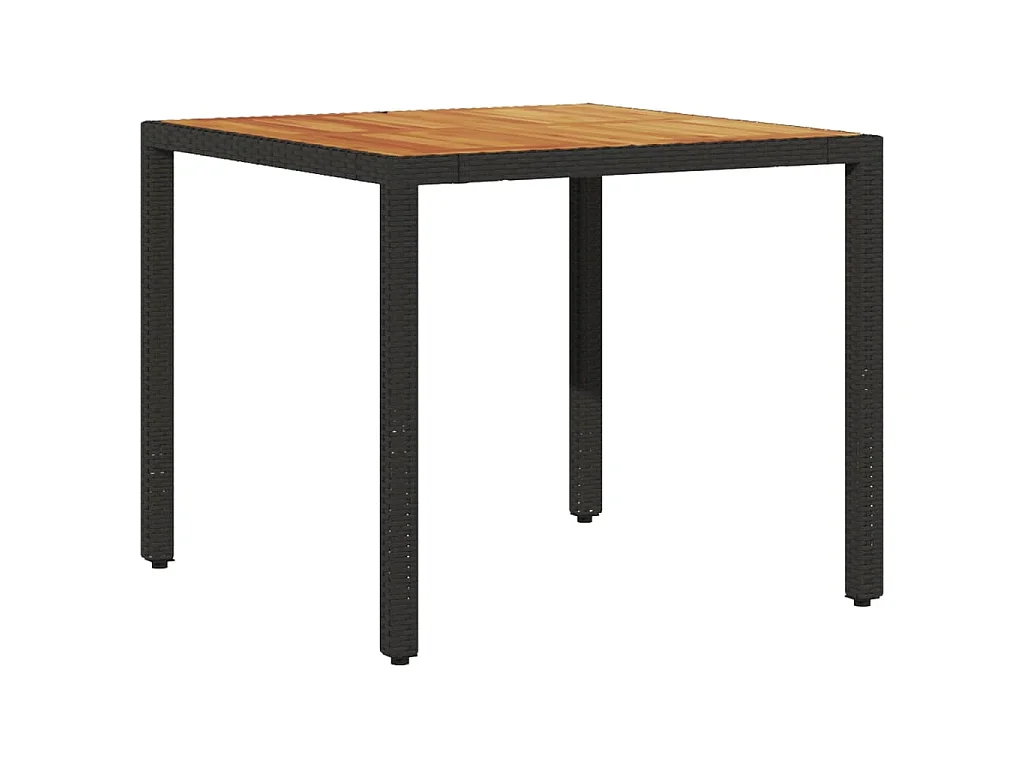 3-delige Tuinset met kussens poly rattan en acaciahout zwart