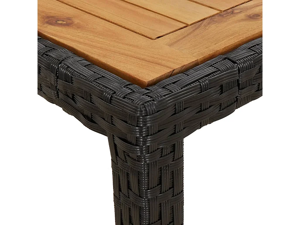 3-delige Tuinset met kussens poly rattan en acaciahout zwart