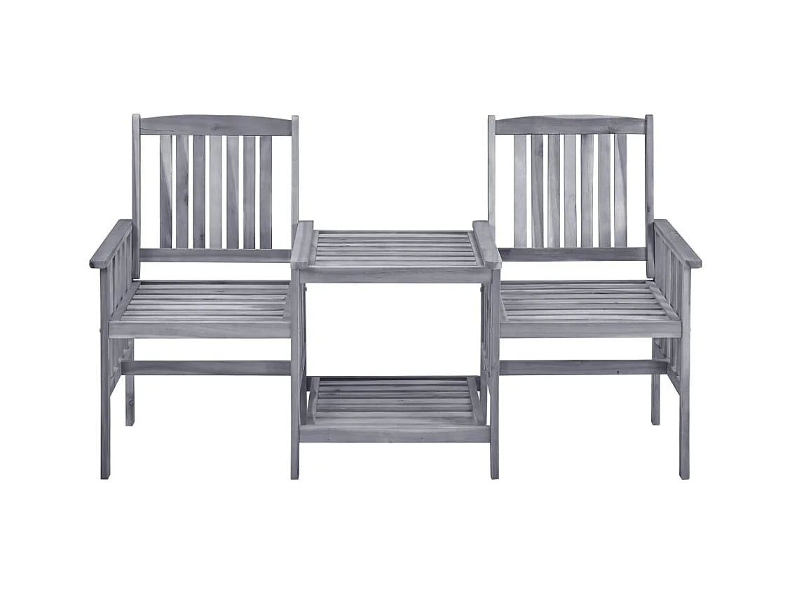 Chaises de jardin avec table à thé et coussins Acacia solide