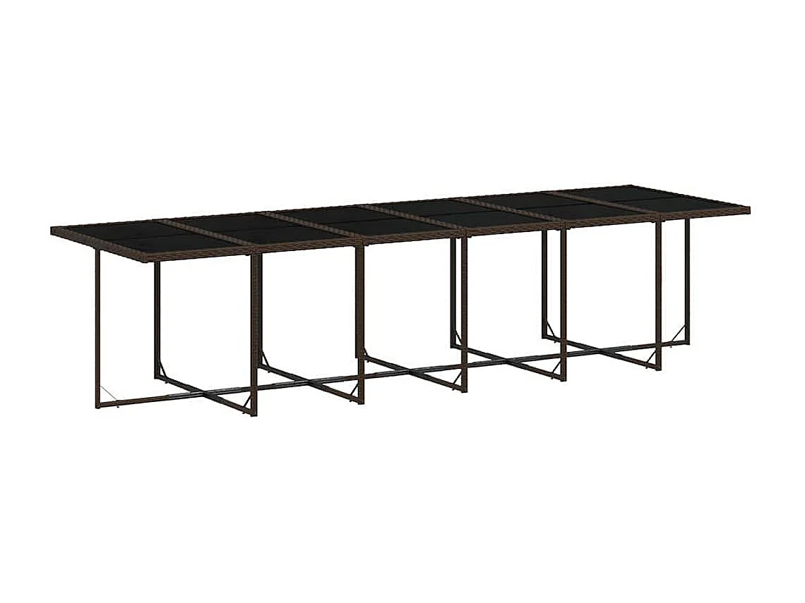 Set da Pranzo da Giardino 13pz con Cuscini Marrone Polyrattan