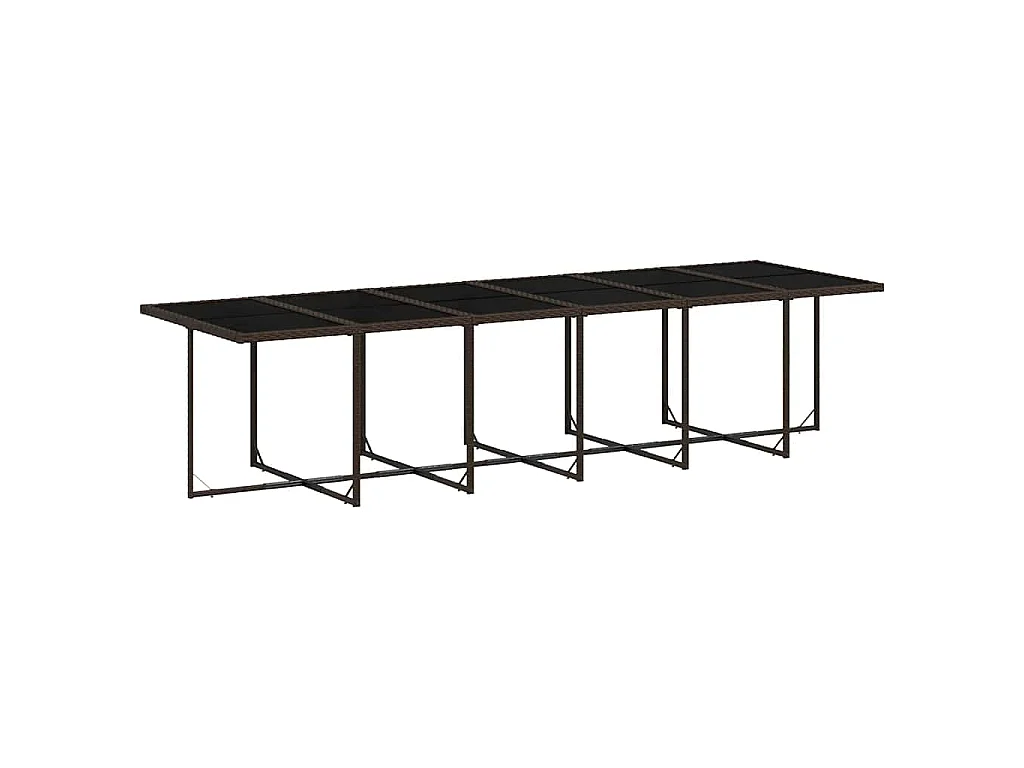 Set da Pranzo da Giardino 13pz con Cuscini Marrone Polyrattan
