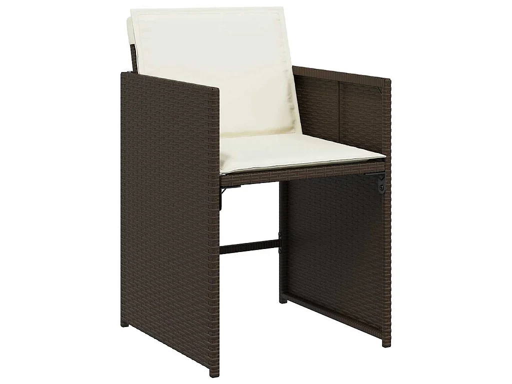 Set da Pranzo da Giardino 13pz con Cuscini Marrone Polyrattan
