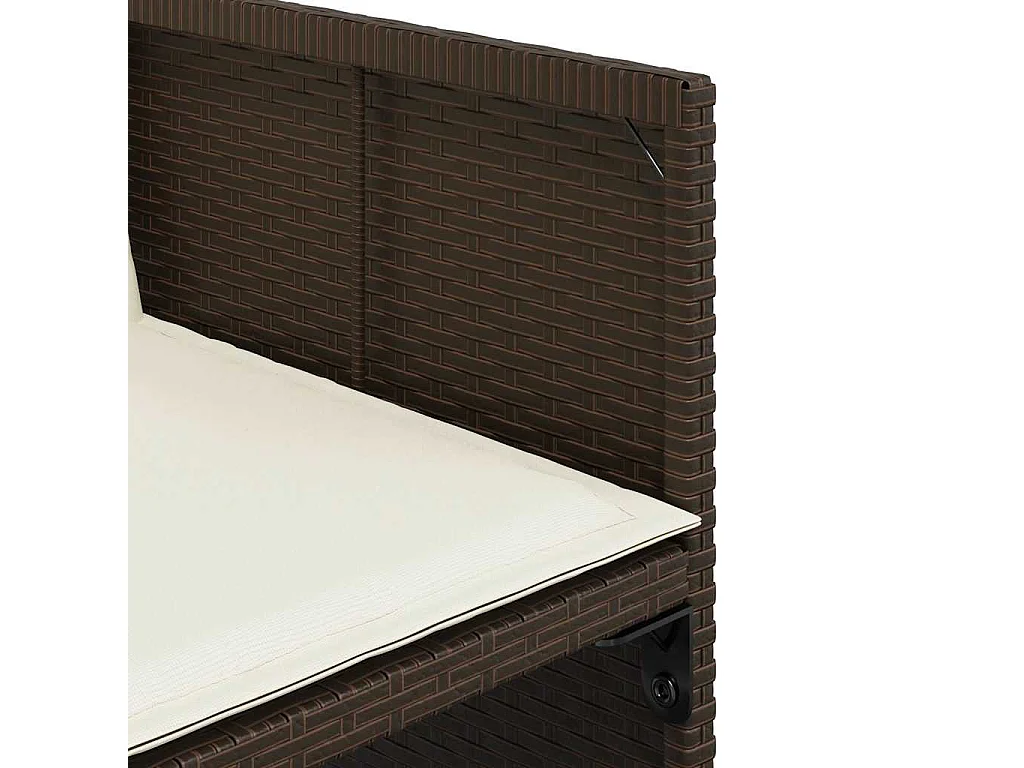 Set da Pranzo da Giardino 13pz con Cuscini Marrone Polyrattan