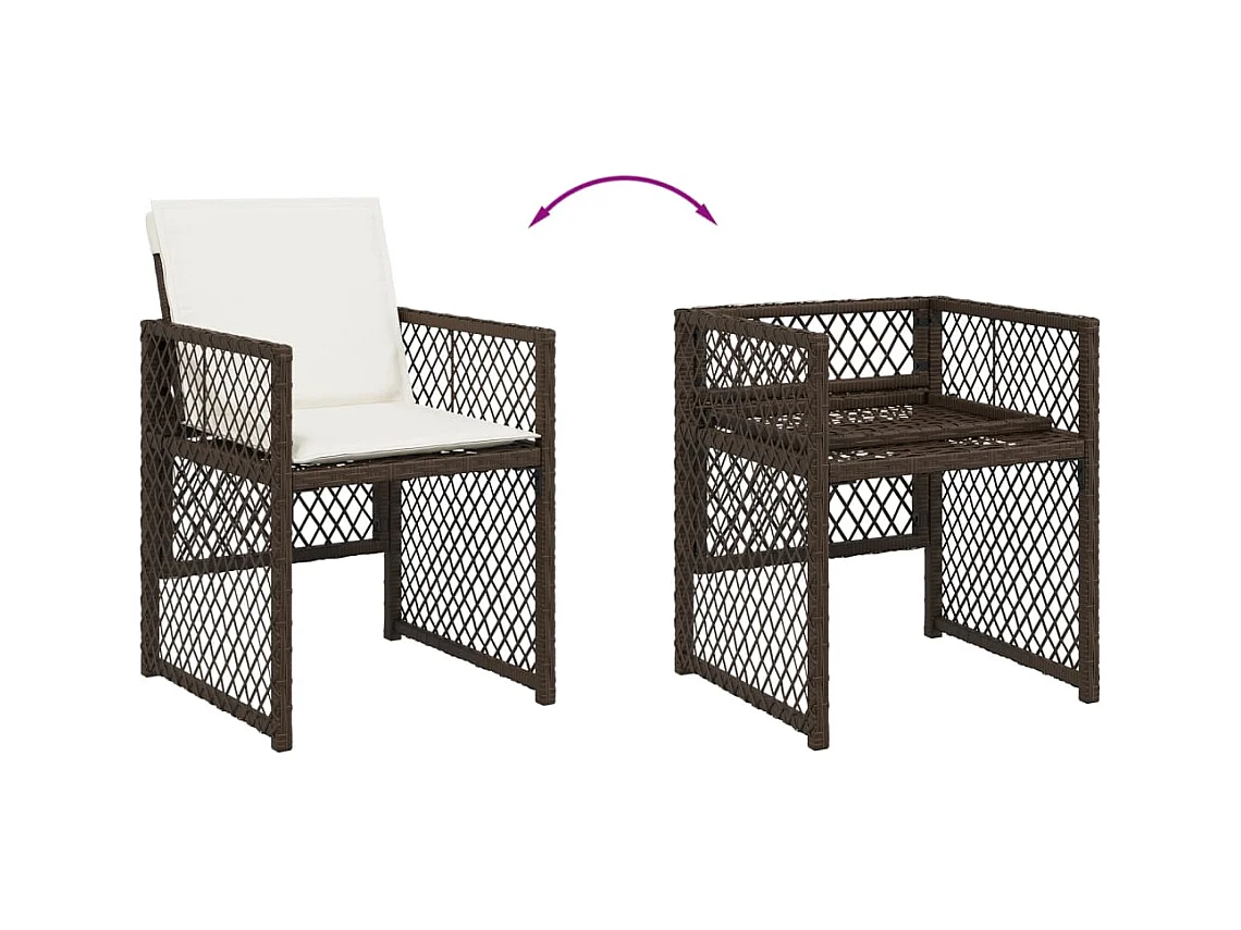 17-delige Tuinset met kussens poly rattan bruin