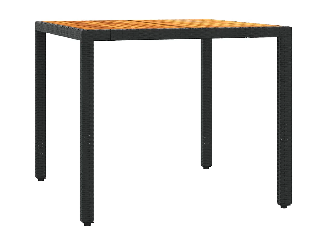 5-tlg. Garten-Essgruppe mit Kissen Schwarz Poly Rattan