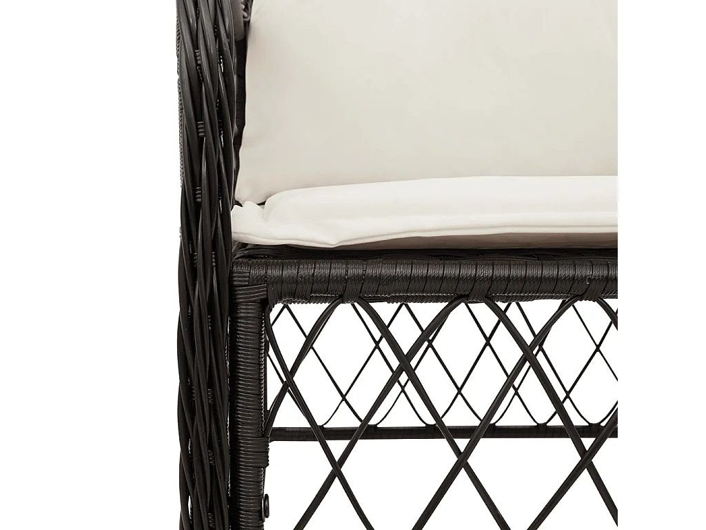 5-tlg. Garten-Essgruppe mit Kissen Schwarz Poly Rattan