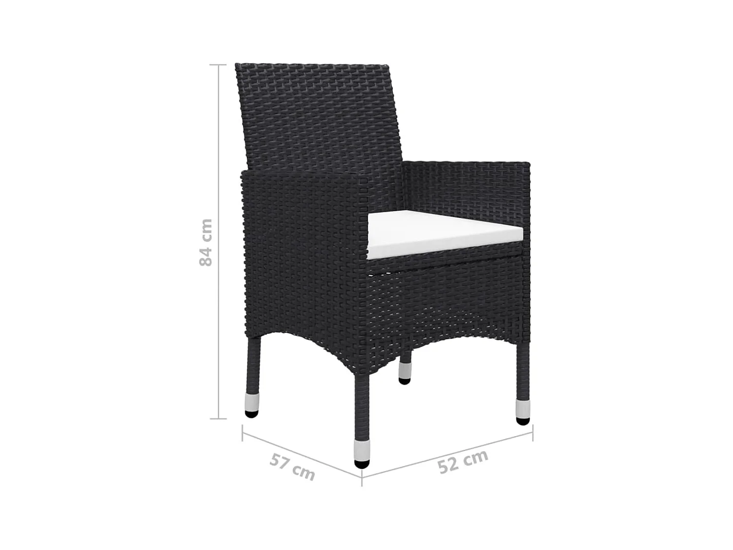 Ensemble à manger de jardin 5 pcs Noir