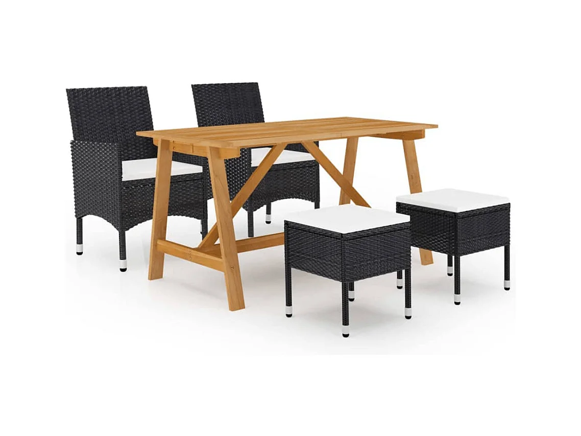 Set Mobili da Pranzo per Giardino 5 pz Nero