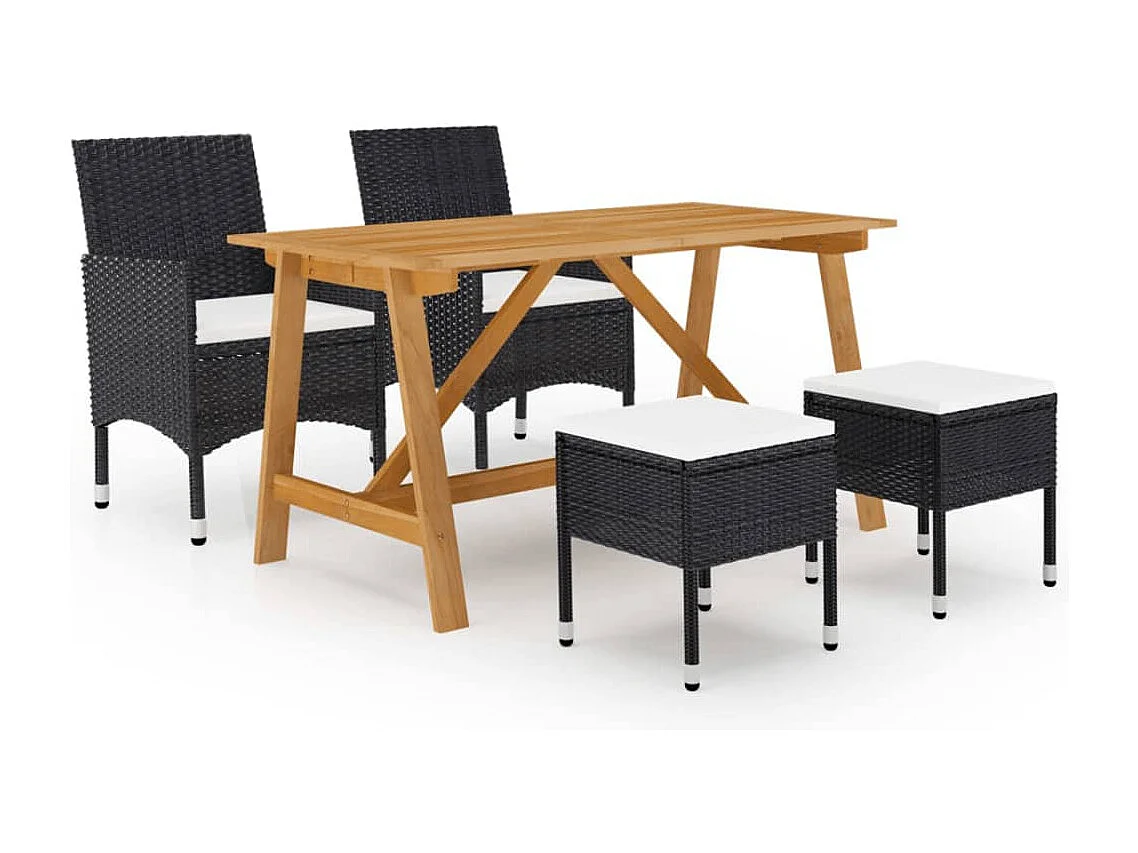 Ensemble à manger de jardin 5 pcs Noir