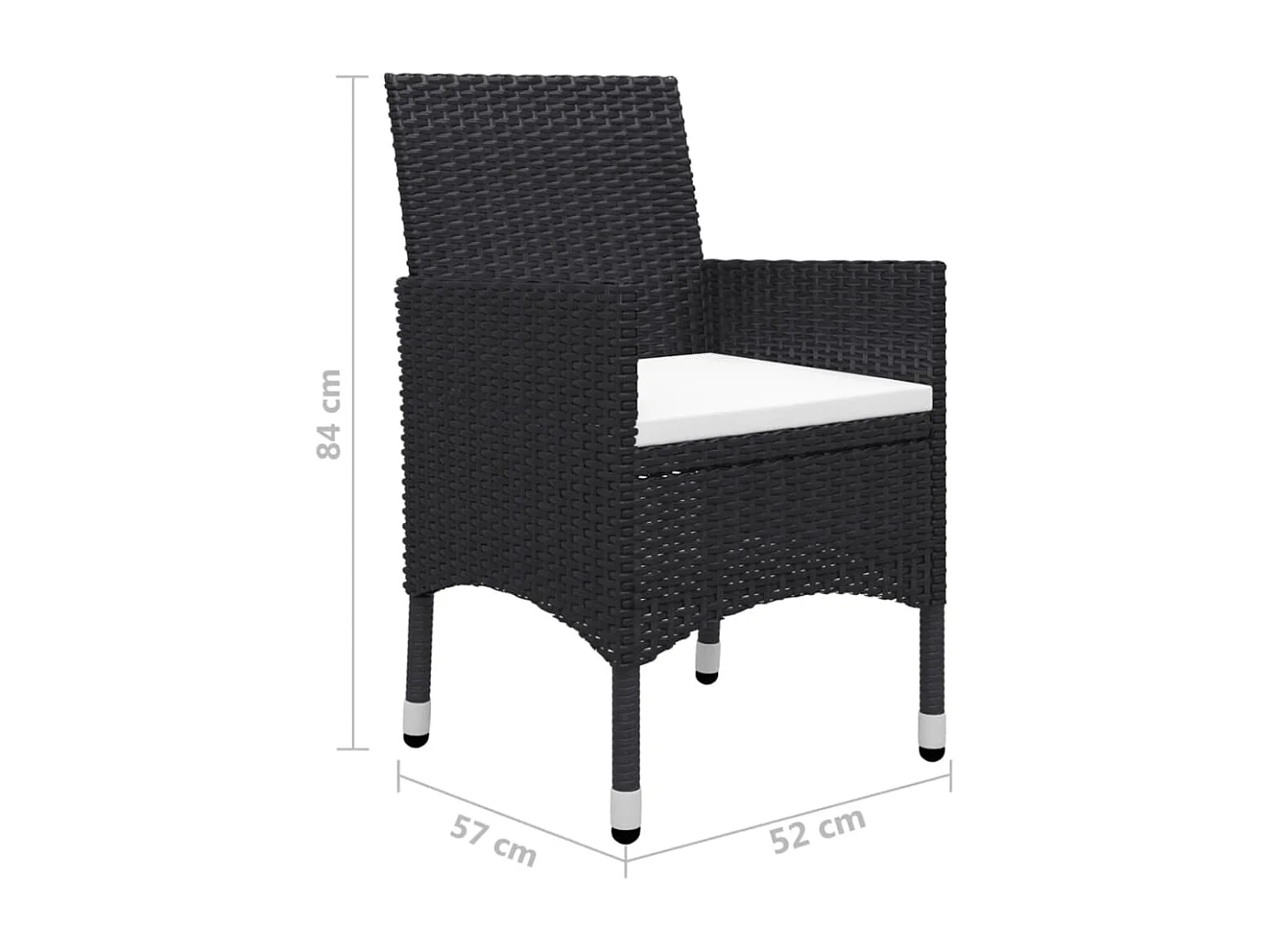 Ensemble à manger de jardin 5 pcs Noir