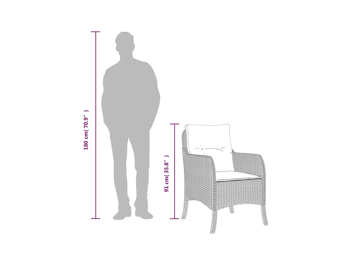 Set comedor de jardín 3 piezas con cojines ratán sintético gris