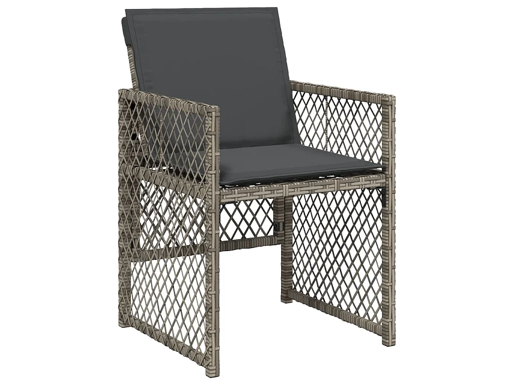 Ensemble à manger de jardin 9 pcs coussins gris résine tressée