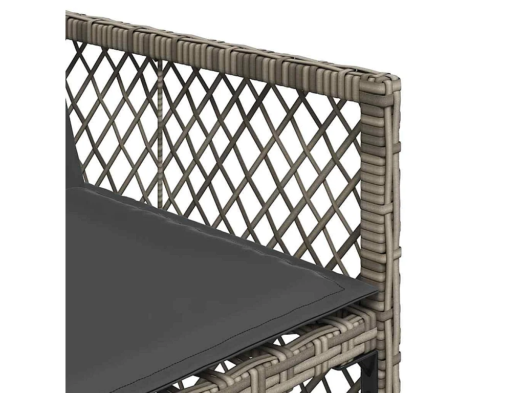 9 pcs conjunto de jantar p/ jardim c/ almofadões vime PE cinza