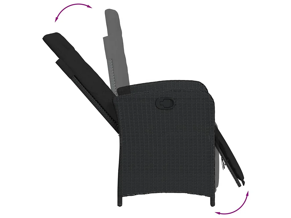 Ensemble à manger de jardin coussins 5pcs Noir Résine tressée
