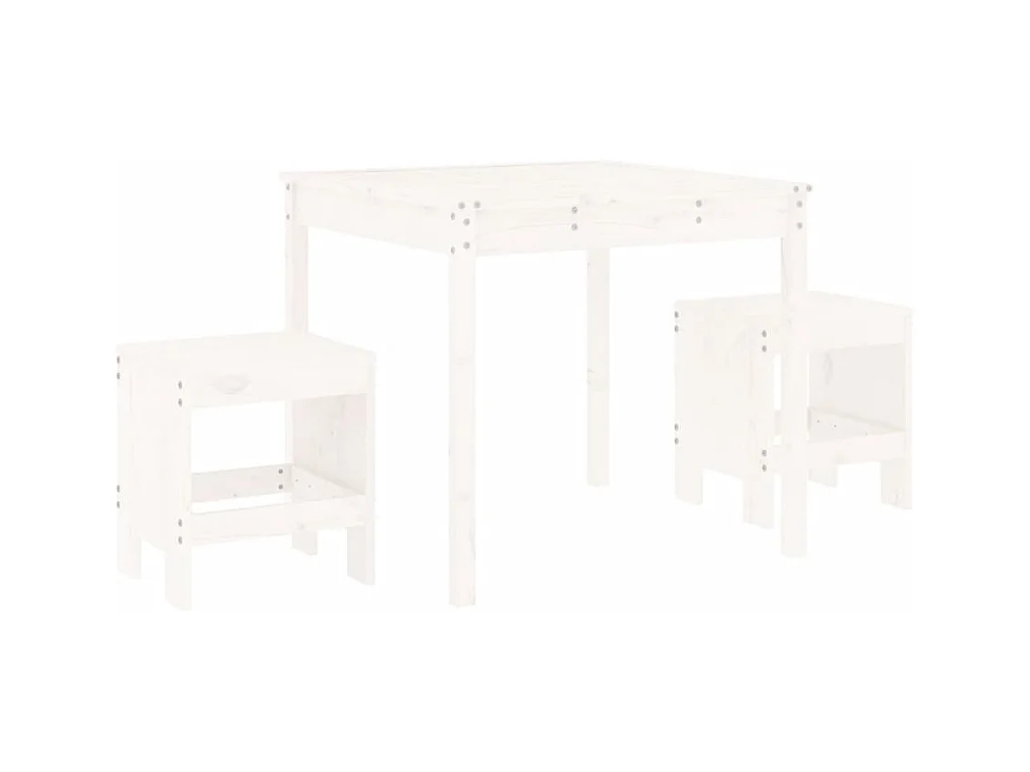 Ensemble de bistrot de jardin 3 pcs blanc bois de pin massif
