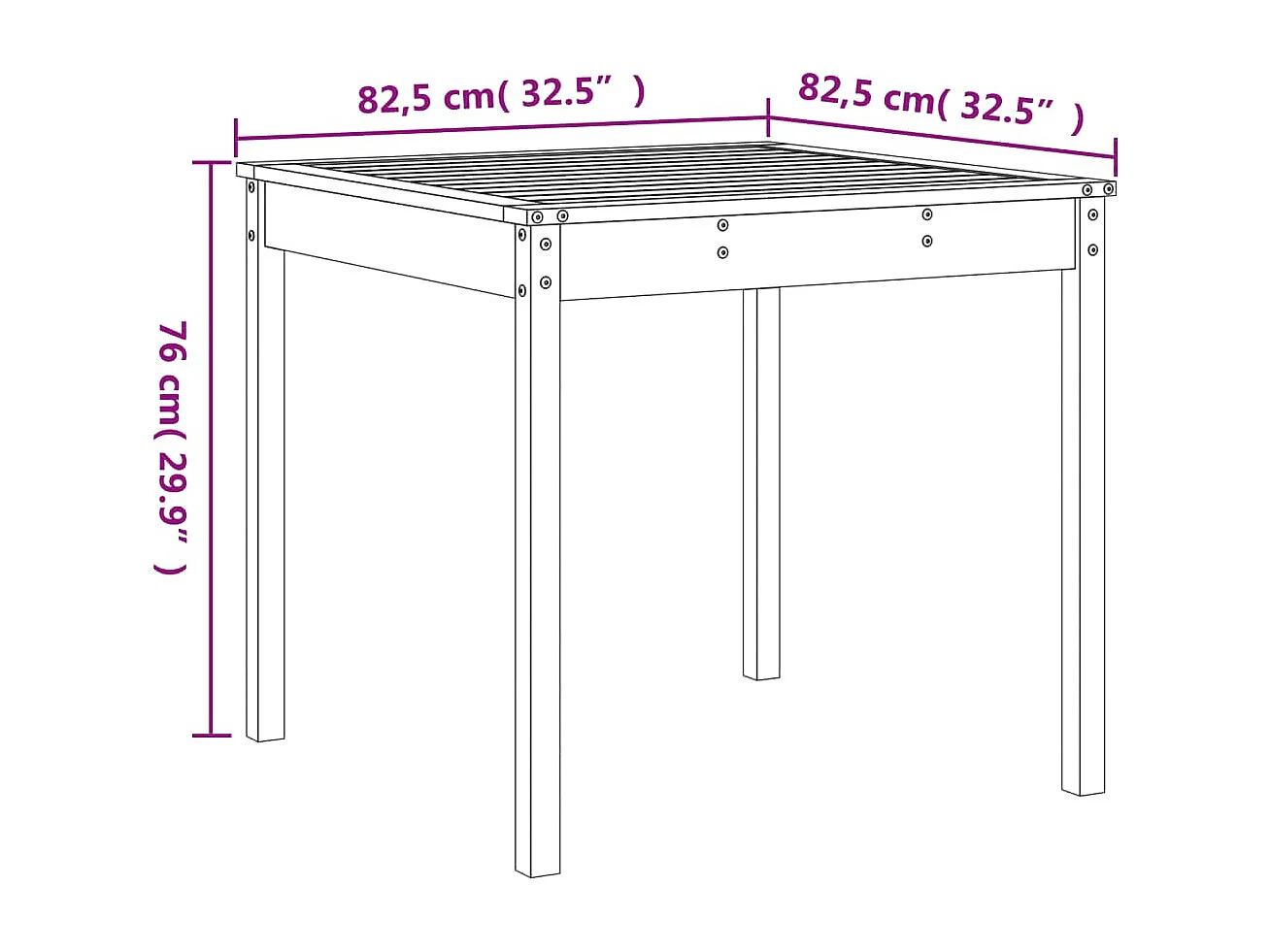Set da Bistrot da Giardino 3pz Bianco in Legno Massello di Pino