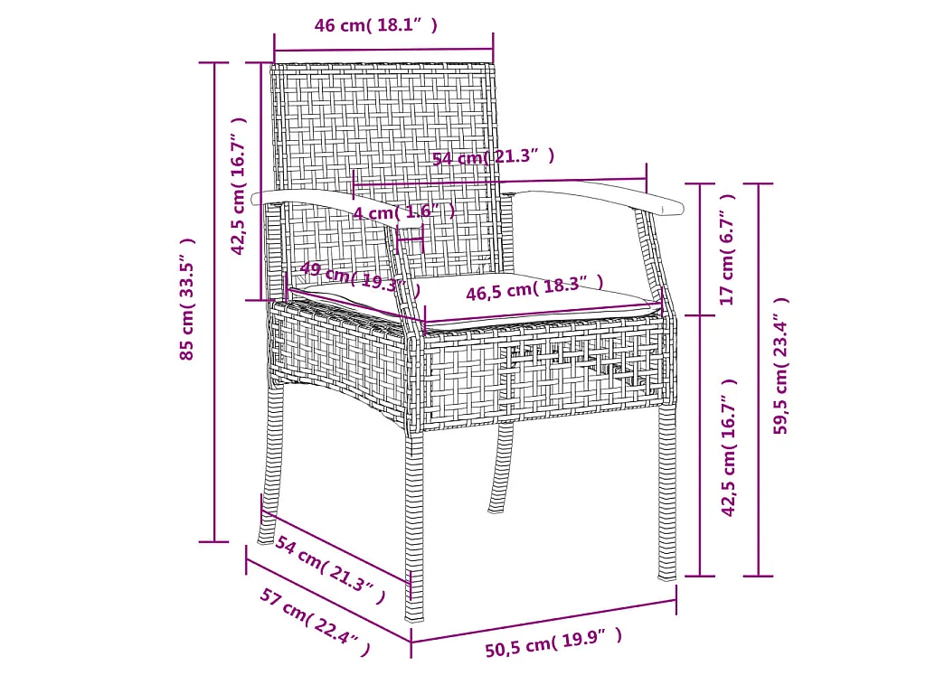 Ensemble à manger de jardin 5 pcs coussins gris résine tressée