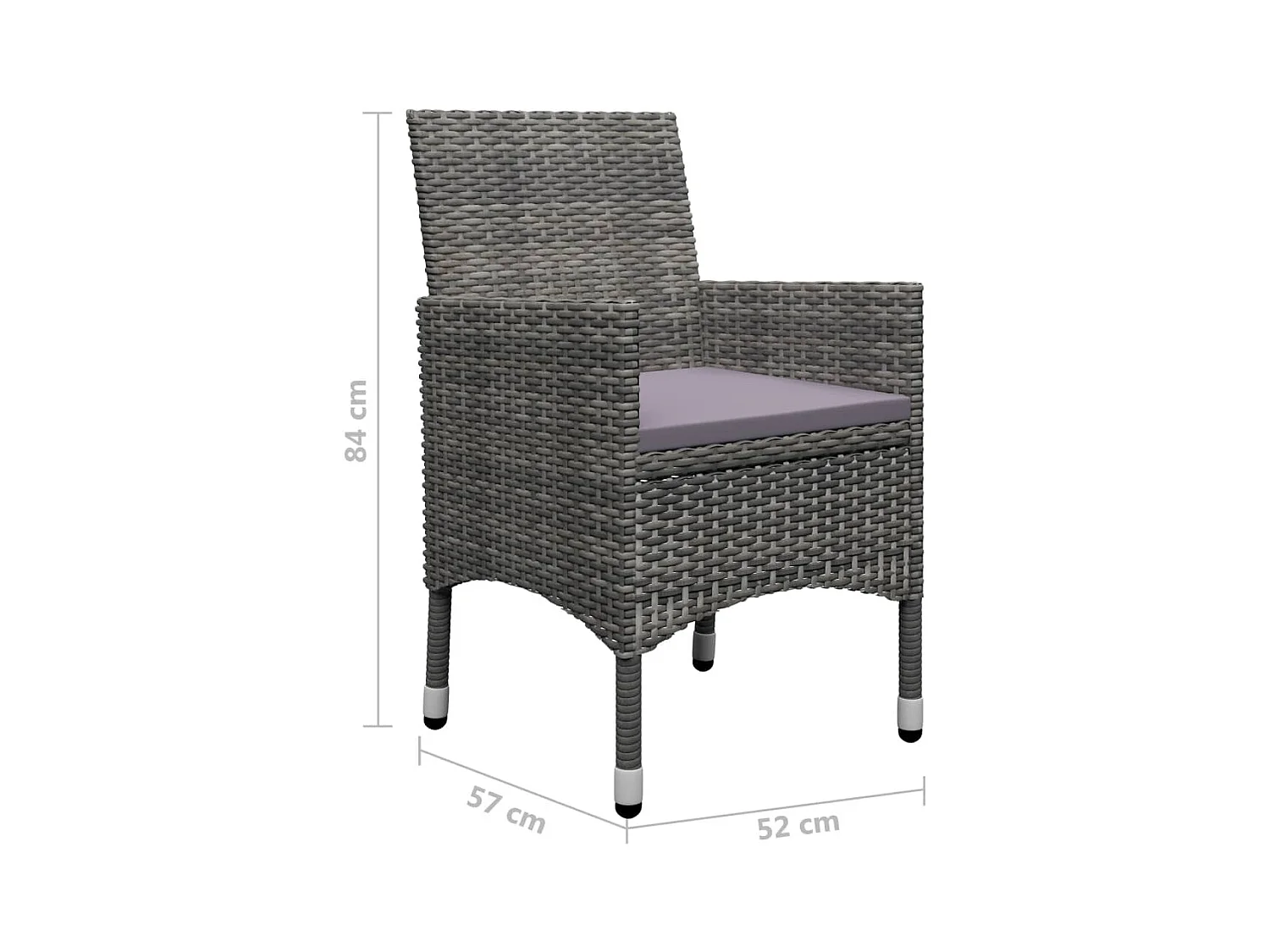 Ensemble à manger de jardin 5 pcs Gris