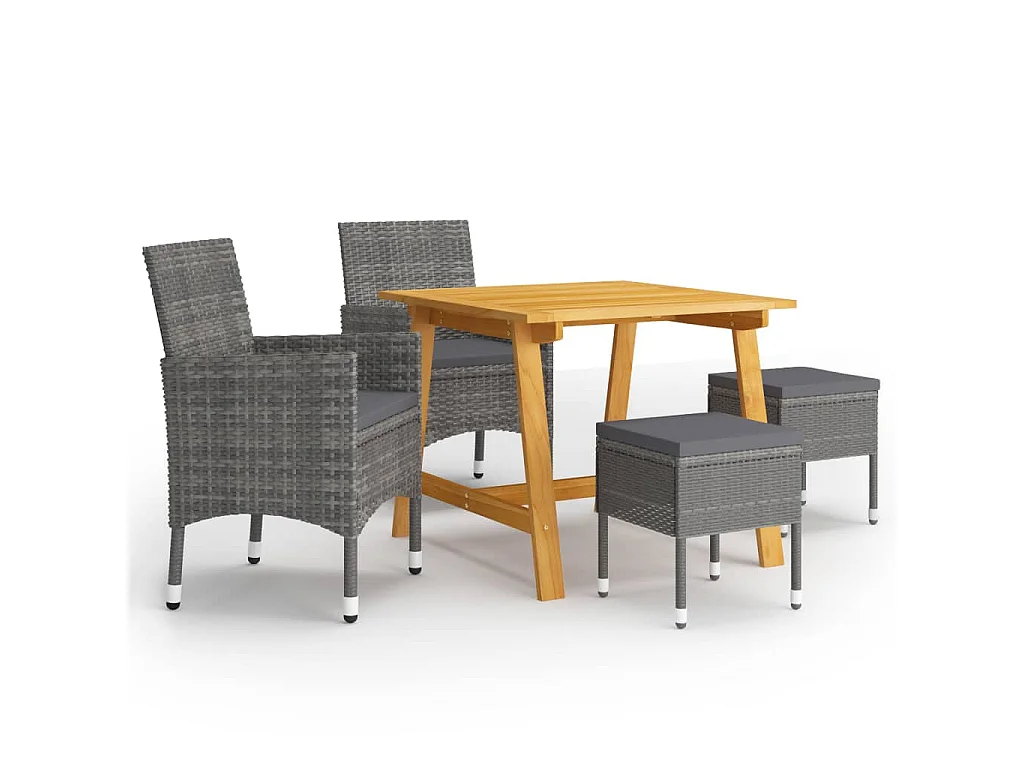 Set Mobili da Pranzo per Giardino 5 pz Grigio