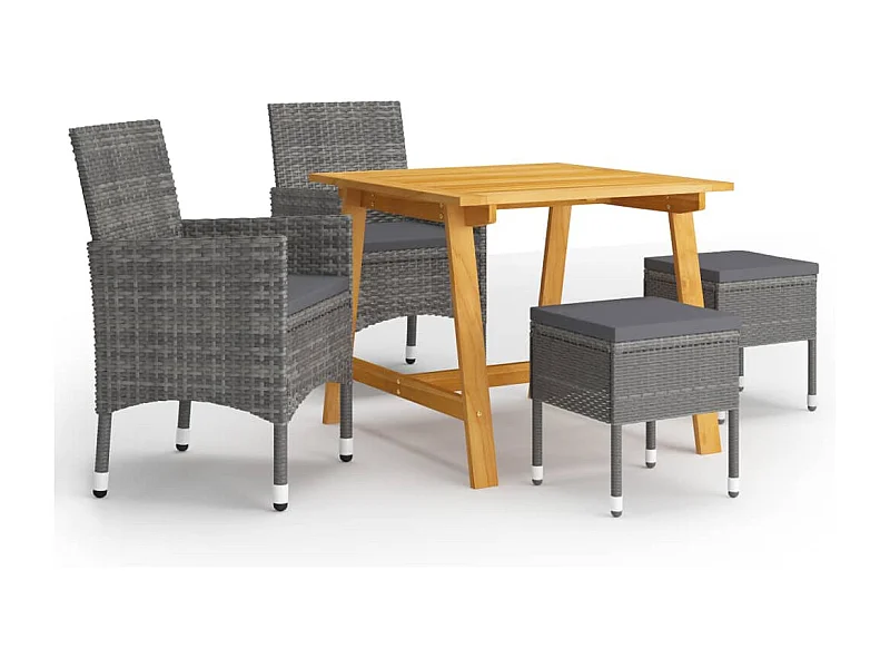 5 pcs conjunto de jantar para jardim cinzento