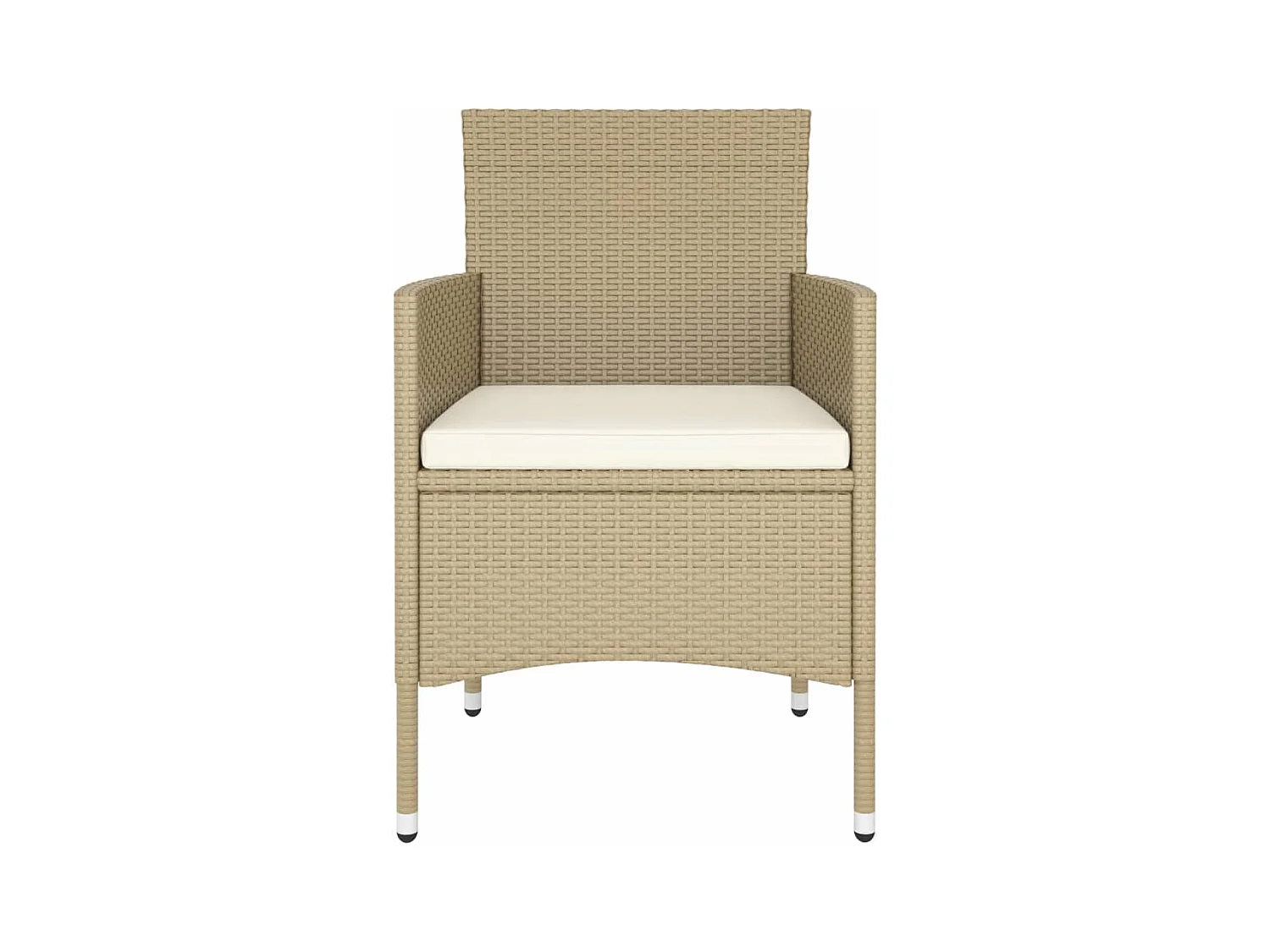 Ensemble de bistro 5 pcs Résine tressée et verre trempé Beige