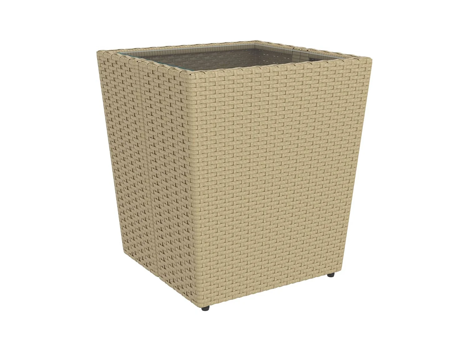 Ensemble de bistro 5 pcs Résine tressée et verre trempé Beige