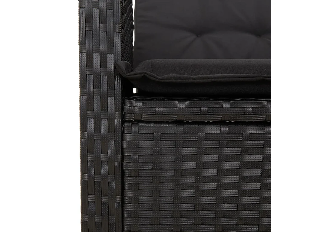 Ensemble à manger de jardin 9pcs coussins noir résine tressée
