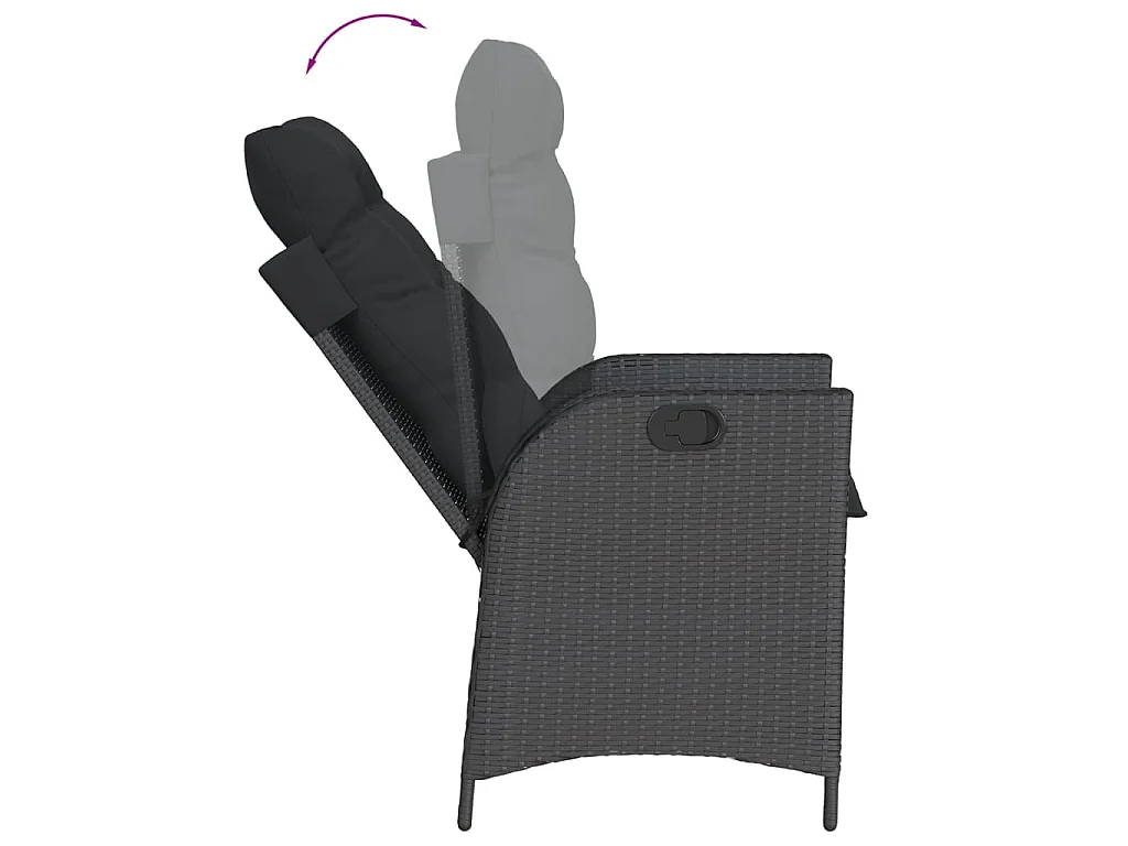 Ensemble à manger de jardin coussins 5pcs Noir Résine tressée