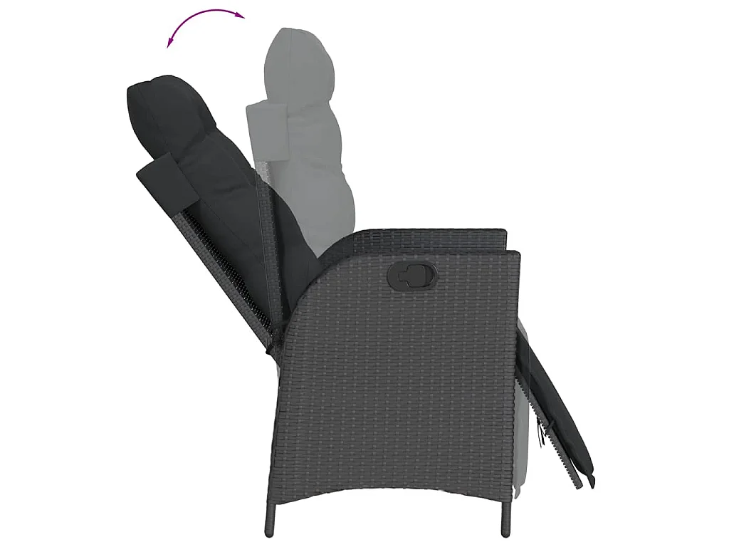 Ensemble à manger de jardin coussins 5pcs Noir Résine tressée