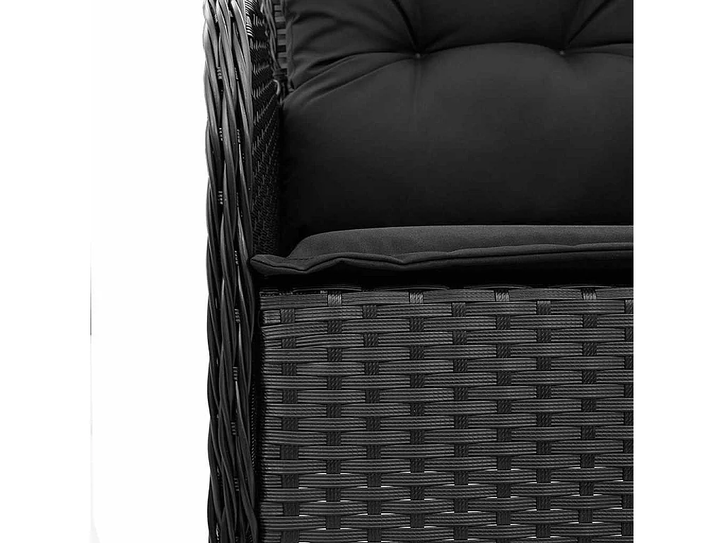 5-delige Tuinset met kussens poly rattan zwart