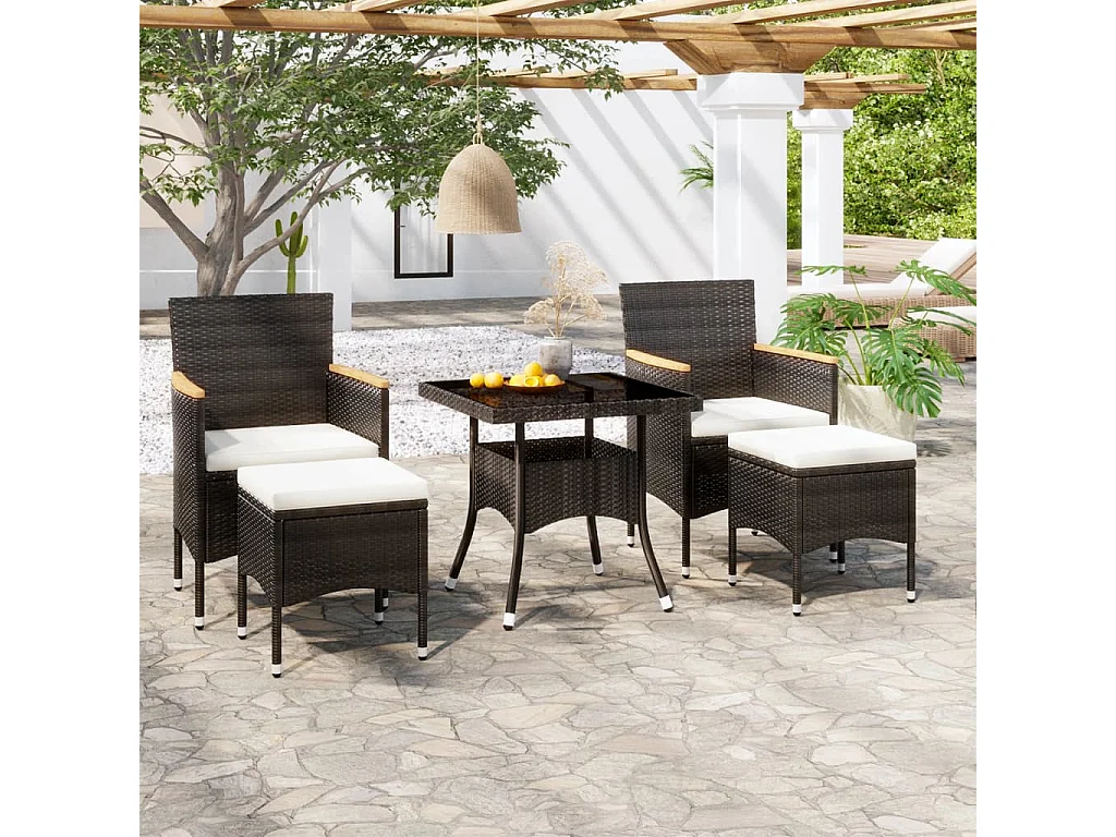 Ensemble à Manger de jardin 9pcs résine tressée et verre trempé