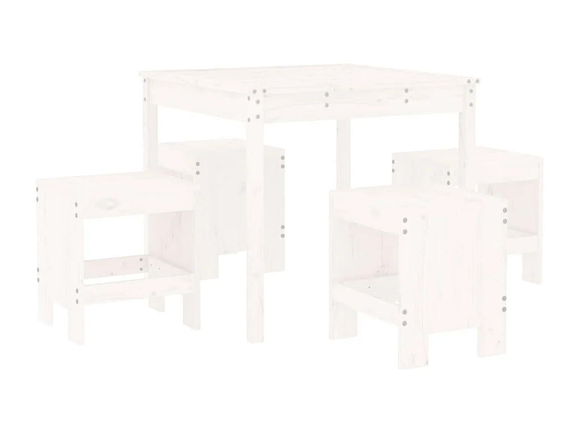 Ensemble à manger de jardin 5pcs blanc bois massif de pin