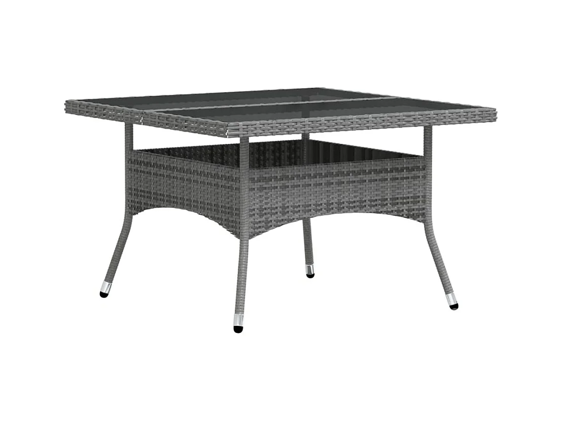 Ensemble à Manger jardin 5 pcs résine tressée verre trempé Gris