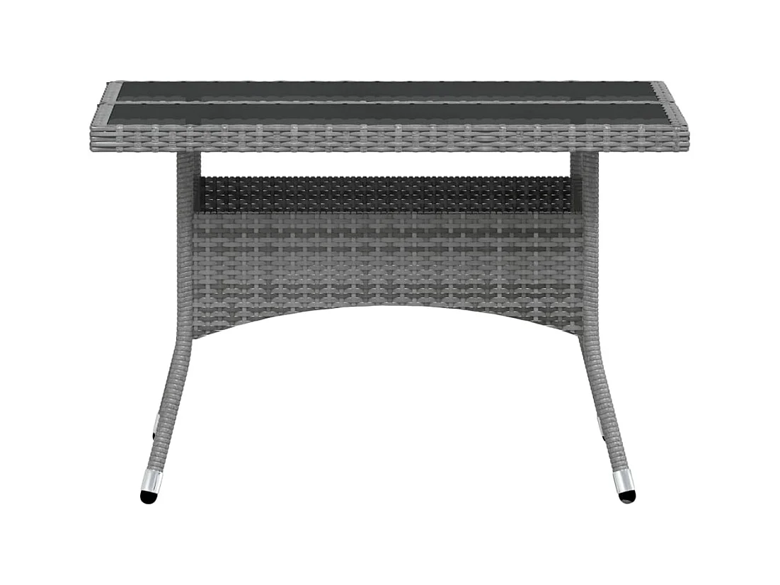 Ensemble à Manger jardin 5 pcs résine tressée verre trempé Gris